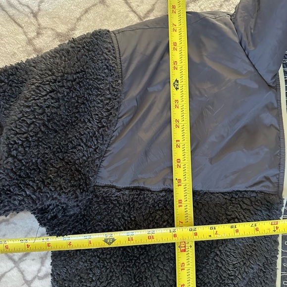 UGG GLADYS SPORTY SHERPA JACKET BLACK W/ PINK TRIM FULL ZIP POCKETS WOMEN Large - Picture 9 of 11